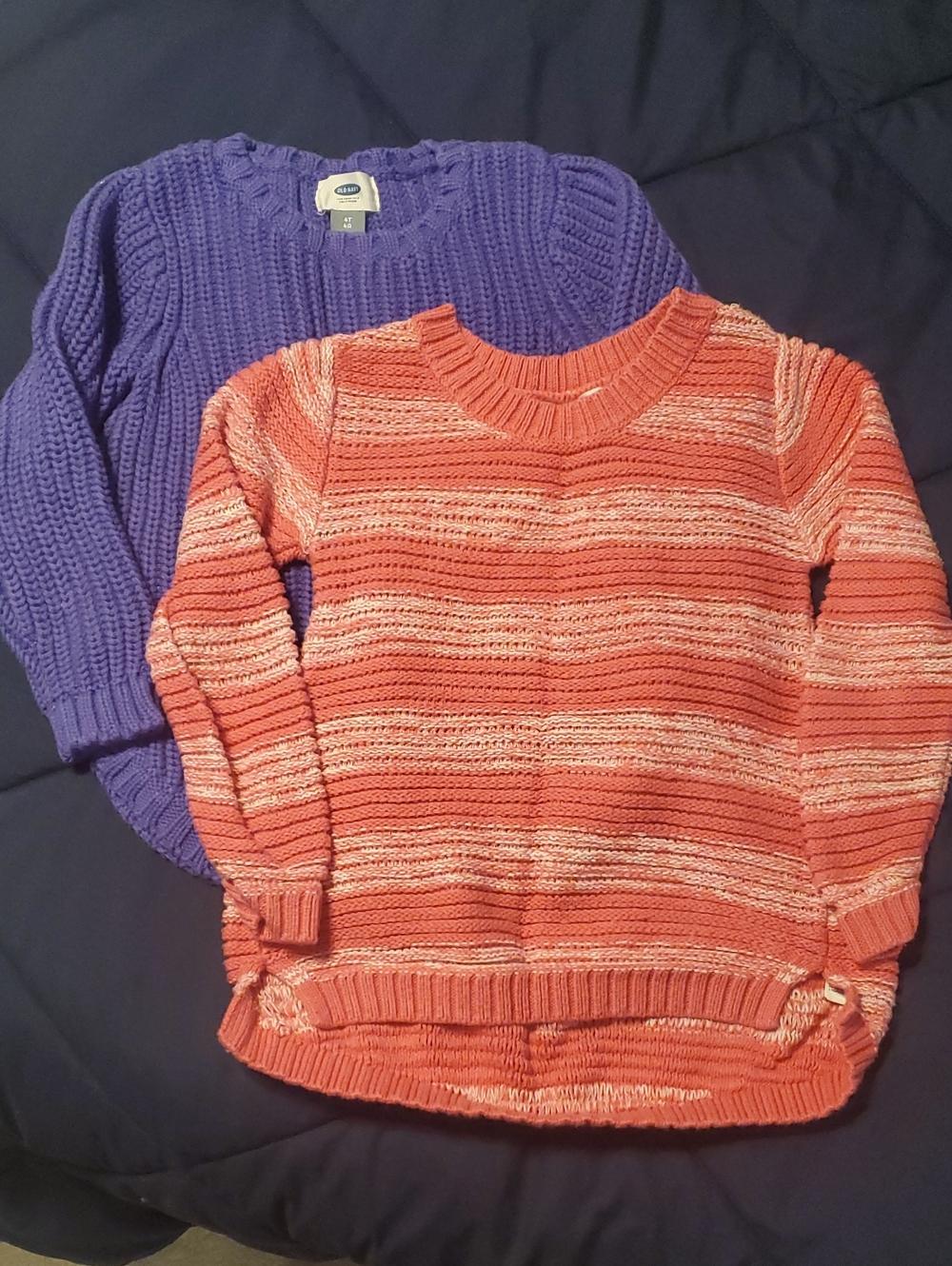 Old Navy Purple Cable Knit Sweater & Old Navy Coral Stripe Knit Sweater